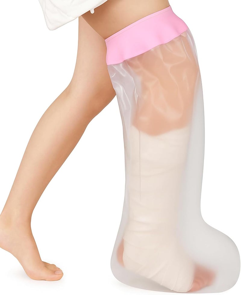 mosago Waterproof Cast Covers for Shower Leg, Soft Comfortable full Leg Protector for Shower Adult, Keep Wound/Bandage Dry Bath, Broken Legs/Knee/Foot/Ankle, Reusable Wound Care Supplies (Pink) - Image 1